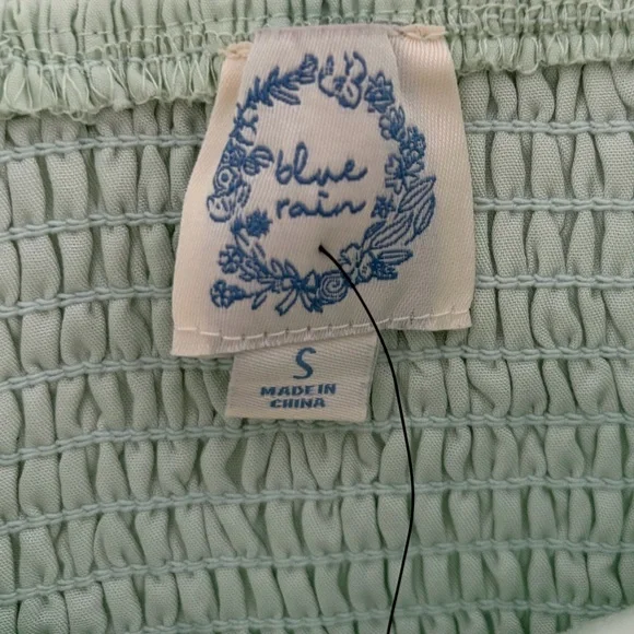 Francesca’s Blue Rain Mint Green Puff Sleeve Babydoll Dress NWT - Picture 2 of 7